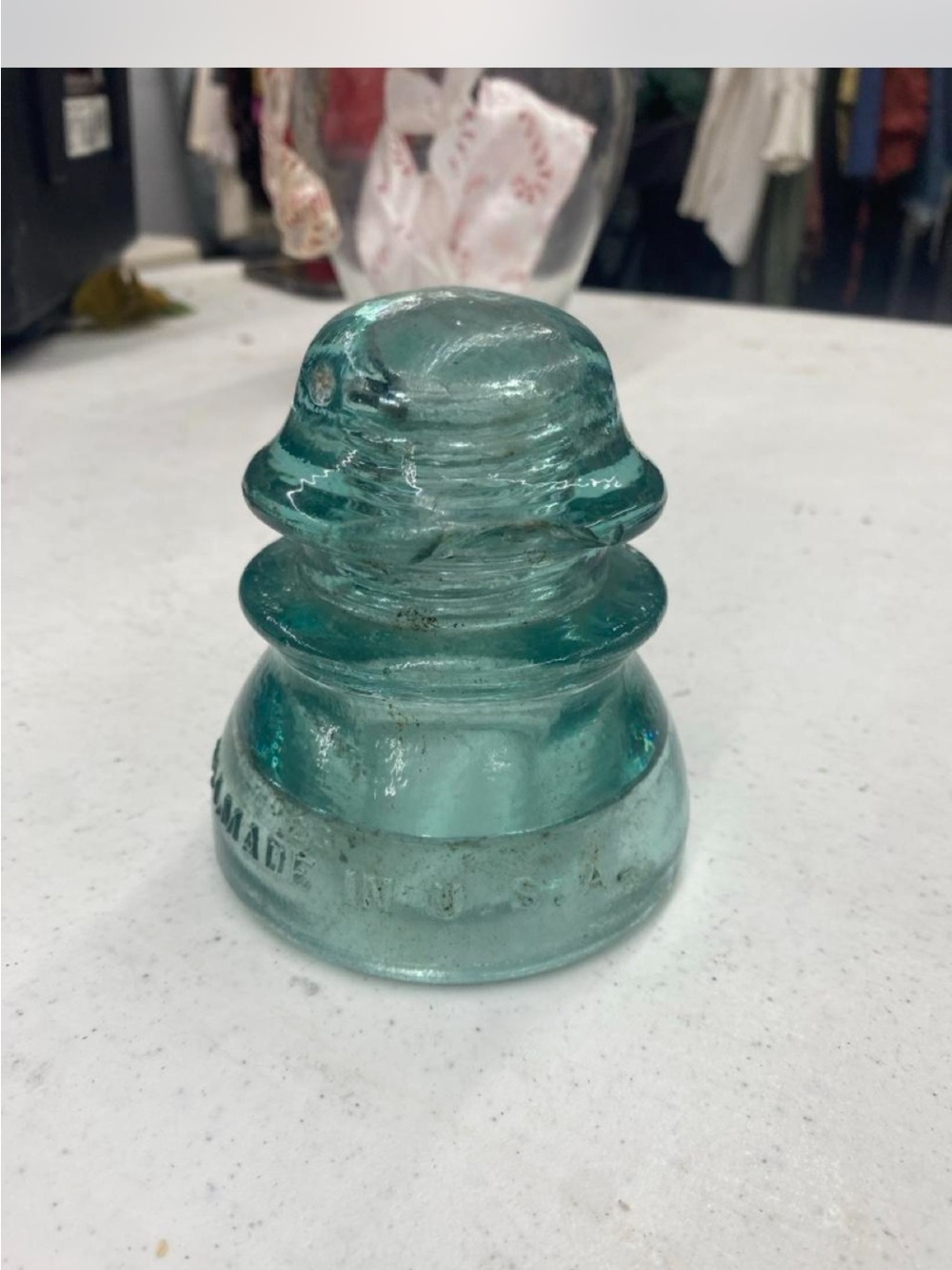 Aqua Glass Insulator Decorative Accent by
